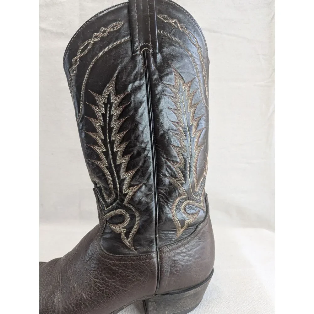 Western Cowboy Heritage 10.5D Tony Lama 6903 Leather Boots Brown Black
